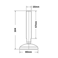 30-M16D80-1 MODULAR SOLUTIONS PLASTIC FOOT 80MM PAD, M16 STEM W/ JAM NUT